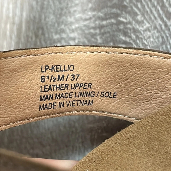 Lucky Brand Kellio Leather Ankle Strap Wedge Sandal Taupe Brown 6.5M - Picture 5 of 16